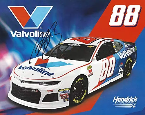 Autographed 2018 Alex Bowman #88 Valvoline Racing Patriotic Red-White-Blue (Hendrick Motorsports) Monster Energy Cup Series Signed Collectible Picture Nascar 8X10 Inch Hero Card Photo With Coa 1