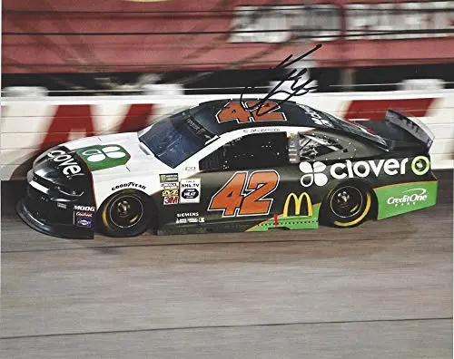 Autographed 2019 Kyle Larson #42 Clover Chevrolet Racing Darlington Retro Throwback (#41 Kodiak Ricky Craven) Signed Collectible Picture Nascar 8X10 Inch Glossy Photo With Coa 1