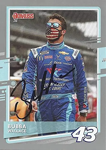Autographed Bubba Wallace 2021 Panini Donruss Racing (#43 World Wide Technology Team) Richard Petty Motorsports Gray Parallel Signed Collectible Nascar Trading Card With Coa 1