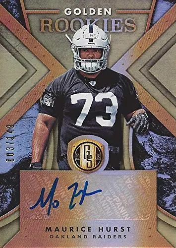 Autographed Maurice Hurst 2018 Panini Gold Standard Football Golden Rookie Signature (#73 Oakland Raiders) Signed Insert Collectible Nfl Football Trading Card #003/149 1