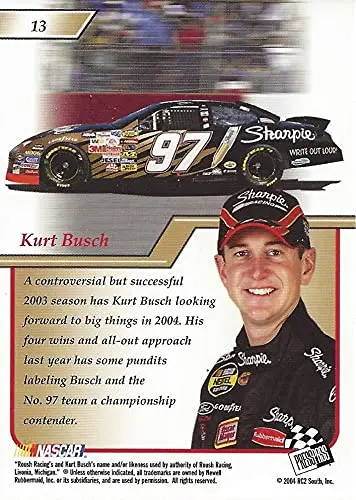 Autographed Kurt Busch 2004 Press Pass Premium Contenders (#97 Sharpie Team) Roush Racing Nextel Cup Series Signed Nascar Collectible Trading Card With Coa 2
