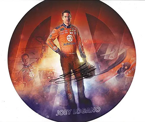 Autographed 2018 Joey Logano #22 Autotrader Ford Fusion Racing Championship Season (Team Penske) Monster Energy Cup Series Picture Round 9X9 Inch Signed Nascar Collectible Hero Card Photo With Coa 1