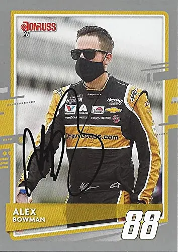Autographed Alex Bowman 2021 Panini Donruss Racing (#88 Chevy Goods Team) Hendrick Motorsports Gray Parallel Signed Collectible Nascar Trading Card With Coa 1