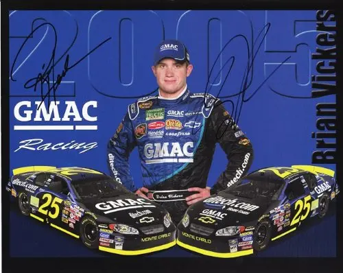 2X Signed 2005 Brian Vickers & Rick Hendrick #25 Gmac Team 8X10 Nascar Hero Card Coa 1