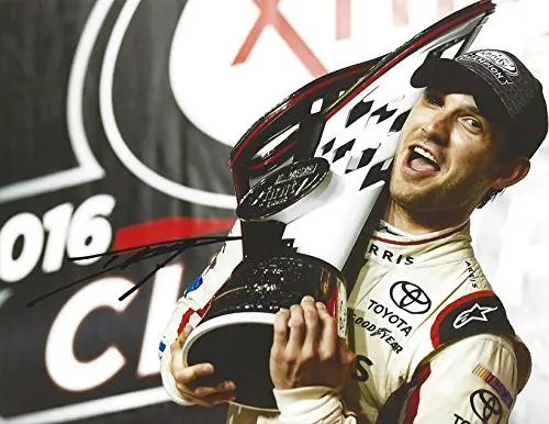 Autographed 2016 Daniel Suarez #19 Arris Team Xfinity Series Champion (Homestead Victory Lane Trophy Pose) Joe Gibbs Racing Signed Collectible Picture Nascar 9X11 Inch Glossy Photo With Coa 1