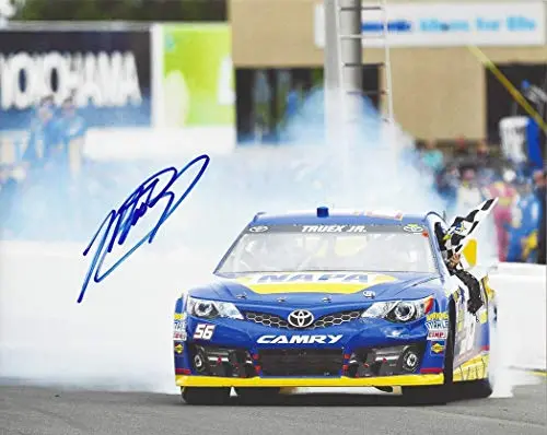 Autographed 2013 Martin Truex Jr. #56 Napa Auto Parts Sonoma Race Win (Victory Burnout) Michael Waltrip Racing Rare Signed Collectible Picture 8X10 Inch Nascar Glossy Photo With Coa 1