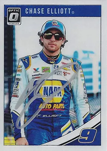 Autographed Chase Elliott 2019 Panini Donruss Optic Racing (#9 Napa Auto Parts Team) Hendrick Motorsports Signed Collectible Nascar Trading Card With Coa 1