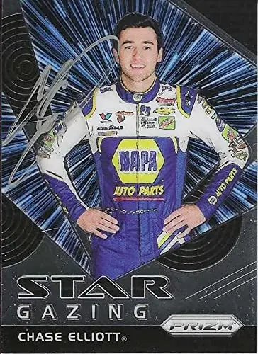 Autographed Chase Elliott 2018 Panini Prizm Racing Star Gazing (#9 Napa Team) Hendrick Motorsports Signed Collectible Nascar Trading Card With Coa 1