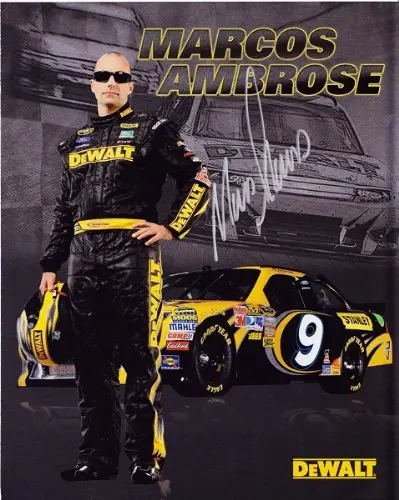 Autographed 2012 Marcos Ambrose #9 Stanley/Dewalt Racing Team (Petty Motorsports) Signed Nascar 8X10 Promo Hero Card With Coa 1