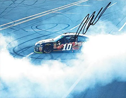 Autographed 2018 Aric Almirola #10 Smithfield Bacon For Life Talladega Race Win (Victory Burnout) Monster Cup Series Signed Collectible Picture Nascar 9X11 Inch Glossy Photo With Coa 1