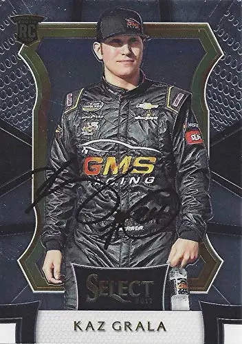 Autographed Kaz Grala 2017 Panini Select Racing Official Rookie Card (Gms Race Team) Camping World Truck Series Prizm Signed Nascar Collectible Trading Card With Coa 1