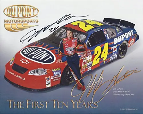 Autographed 2003 Jeff Gordon #24 Dupont Flames Racing 4X Winston Cup Champion (The First Ten Years) Hendrick Motorsports Signed Collectible Picture Nascar 8X10 Inch Hero Card Photo With Coa 1