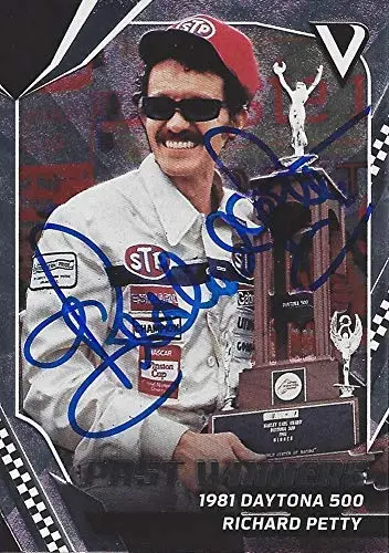 Autographed Richard Petty 2018 Panini Victory Lane Racing Past Winners (1981 Daytona 500 Winner) Winston Cup Series Signed Collectible Nascar Trading Card With Coa And Toploader 1