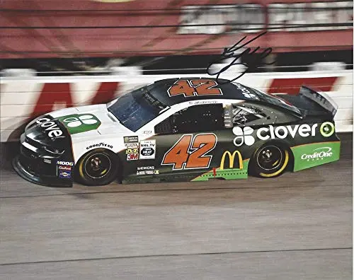 Autographed 2019 Kyle Larson #42 Clover Chevrolet Racing Darlinton Retro Throwback (#41 Kodiak Ricky Craven) Signed Collectible Picture Nascar 8X10 Inch Glossy Photo With Coa 1