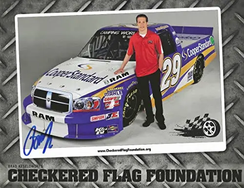 Autographed 2012 Brad Keselowski #29 Cooper Standard Racing Checkered Flag Foundation Rare Signed Truck Series Picture 9X11 Inch Nascar Hero Card Photo With Coa 1