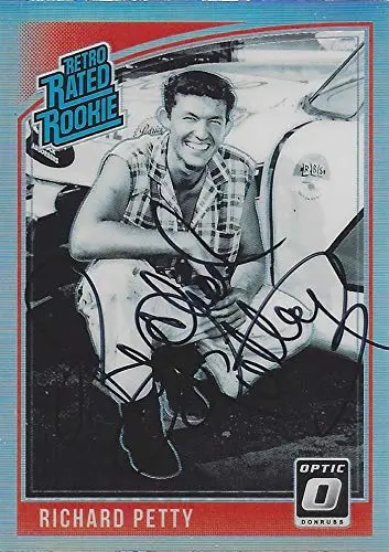 Autographed Richard Petty 2019 Panini Donruss Optic Racing Retro Rated Rookie (#43 Stp Team) 7X Champion Winston Cup Series Chrome Prizm Insert Signed Collectible Nascar Trading Card With Coa 1