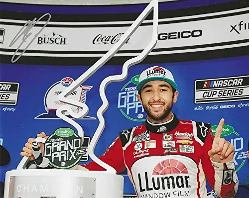 Autographed 2021 Chase Elliott #9 Llumar Racing Circuit Of The Americas Win (Inaugural Race) Victory Lane Trophy Signed Collectible Picture 8X10 Inch Nascar Glossy Photo With Coa 1