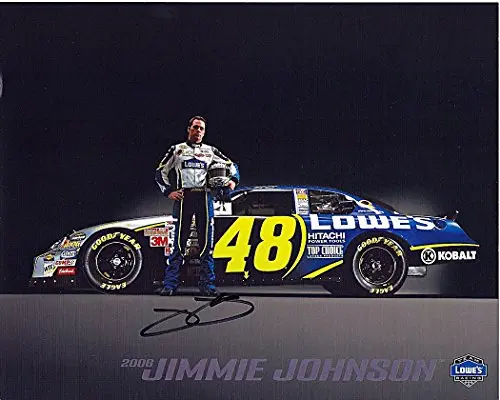 Autographed 2008 Jimmie Johnson #48 Lowe's Racing Team (Hendrick Motorsports) Signed 8X10 Nascar Hero Card With Coa 1