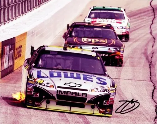 Autographed 2010 Jimmie Johnson #48 Lowe's Racing Team (Hendrick) On-Track Sprint Cup Series Signed Nascar 8X10 Glossy Photo With Coa 1