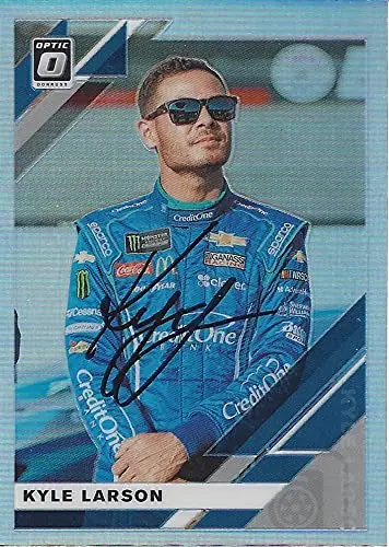 Autographed Kyle Larson 2020 Panini Donruss Optic Rare Prizm (#42 Credit One Bank) Chip Ganassi Racing Monster Cup Series Insert Signed Nascar Collectible Trading Card With Coa 1
