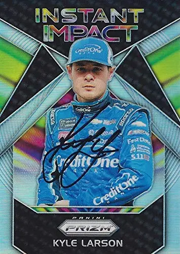 Autographed Kyle Larson 2018 Panini Prizm Racing Instant Impact (#42 Credit One Bank) Monster Cup Series Insert Signed Nascar Collectible Trading Card With Coa 1
