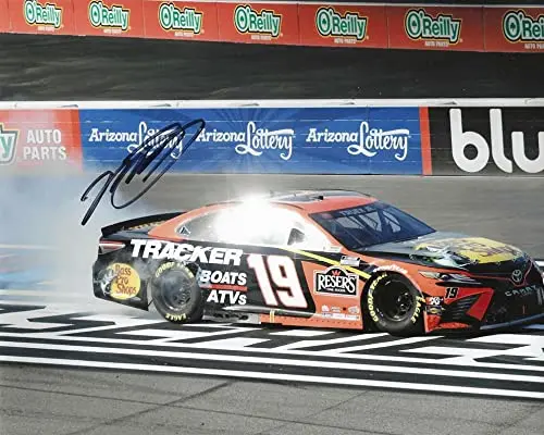 Autographed 2021 Martin Truex Jr. #19 Bass Pro Shops Phoenix Race Win (Burnout Celebration) Joe Gibbs Racing Signed Collectible Picture 8X10 Inch Nascar Glossy Photo With Coa 1