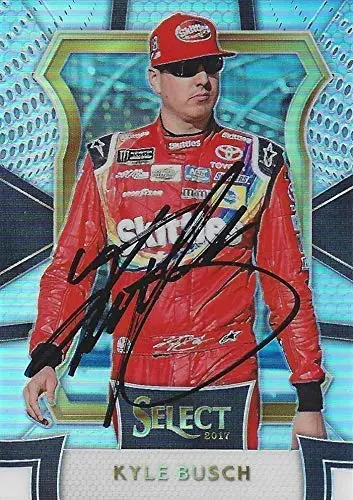 Autographed Kyle Busch 2017 Panini Select Racing Grandstand (#18 Skittles Team) Prizm Signed Collectible Nascar Trading Card With Coa 1