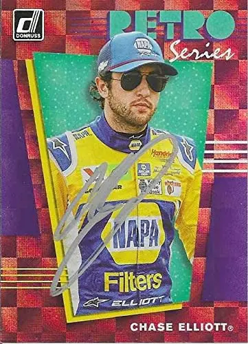 Autographed Chase Elliott 2020 Panini Donruss Racing Retro Series (#9 Napa Team) Rare Parallel Insert Signed Collectible Nascar Trading Card With Coa 1
