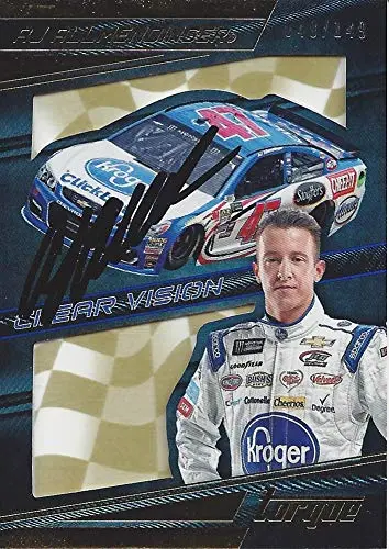 Autographed Aj Allmendinger 2017 Panini Torque Racing Clear Vision (#47 Kroger Team) Jtg Daugherty Team Insert Signed Nascar Collectible Trading Card With Coa #048/149 1