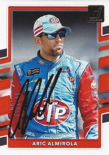 Autographed Aric Almirola 2018 Panini Donruss Racing (#43 Stp Team) Richard Petty Motorsports Insert Signed Nascar Collectible Trading Card With Coa #376/499 1