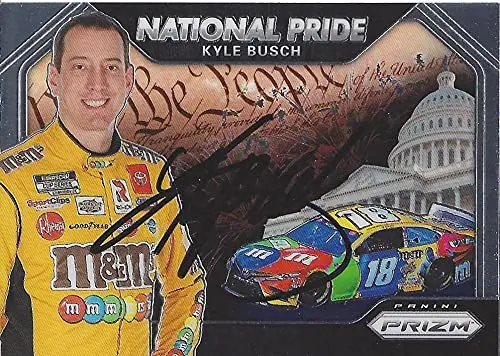 Autographed Kyle Busch 2020 Panini Prizm National Pride (#18 M&Ms Team) Joe Gibbs Racing Nascar Cup Series Signed Collectible Trading Card With Coa 1
