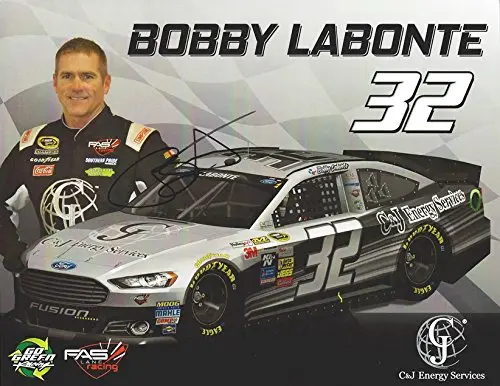Autographed 2015 Bobby Labonte #32 C&J Energy Services (Sprint Cup Series) Fast Lane Racing Signed 9X11 Picture Nascar Hero Card With Coa 1