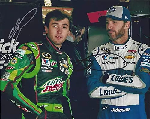 2X Autographed Chase Elliott & Jimmie Johnson 2016 Hendrick Motorsports Teammates (Sprint Cup Series) Dual Signed Collectible Picture Signed Collectible Picture 8X10 Inch Nascar Glossy Photo With Coa 1