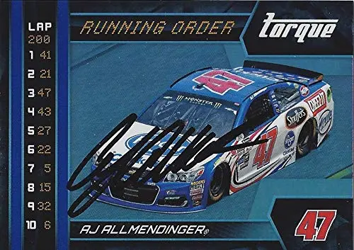 Autographed Aj Allmendinger 2017 Panini Torque Racing Running Order (#47 Kroger Team) Jtg Daugherty Team Insert Signed Nascar Collectible Trading Card With Coa 1