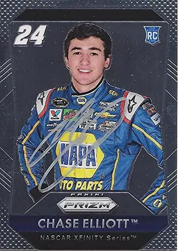 Autographed Chase Elliott 2016 Panini Prizm Racing Official Rookie Card (#24 Napa Driver) Hendrick Motorsports Rare Signed Collectible Nascar Trading Card With Coa 1