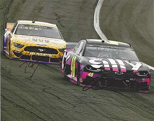 2X Autographed Ryan Blaney & Jimmie Johnson 2020 Auto Club 400 At Fontana Kobe Bryant Tribute (#12 Bodyarmor Car) Dual Signed Picture 8X10 Inch Nascar Glossy Photo With Coa 1