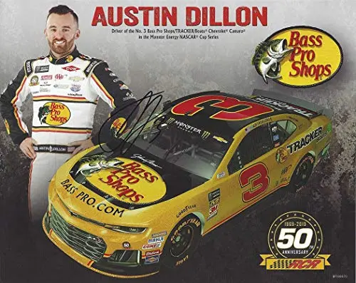 Autographed 2019 Austin Dillon #3 Bass Prop Shops Chevrolet Camaro Rcr 50Th Anniversary (Monster Energy Cup Series) Signed Collectible Picture 8X10 Inch Nascar Hero Card Photo With Coa 1