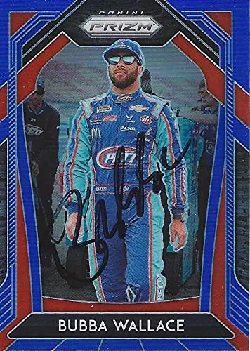 Autographed Bubba Wallace 2020 Panini Prizm Racing Rare Blue Prizm (#43 Richard Petty Motorsports) Nascar Cup Series Insert Signed Collectible Nascar Trading Card With Coa 1