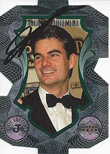 Autographed Jeff Gordon 1999 Upper Deck Racing Income Statement (Awards Ceremony) Hendrick Motorsports Vintage Diecut Insert Signed Collectible Nascar Trading Card With Coa And Toploader 1
