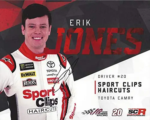 Autographed 2018 Erik Jones #20 Sport Clips Haircuts Toyota Team (Joe Gibbs Racing) Monster Energy Cup Series Signed Collectible Picture Nascar 8X10 Inch Hero Card Photo With Coa 1