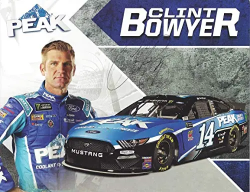 Autographed 2019 Clint Bowyer #14 Peak Antifreeze Ford Mustang (Stewart-Haas Racing) Monster Energy Cup Series Signed Collectible Picture Nascar 9X11 Inch Hero Card Photo With Coa 1