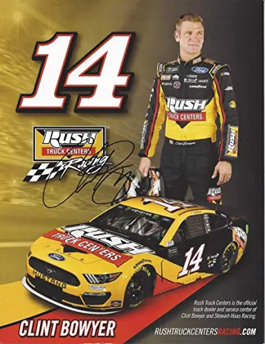 Autographed 2019 Clint Bowyer #14 Rush Truck Centers Ford Mustang (Stewart-Haas Racing) Monster Energy Cup Series Signed Collectible Picture Nascar 9X11 Inch Hero Card Photo With Coa 1