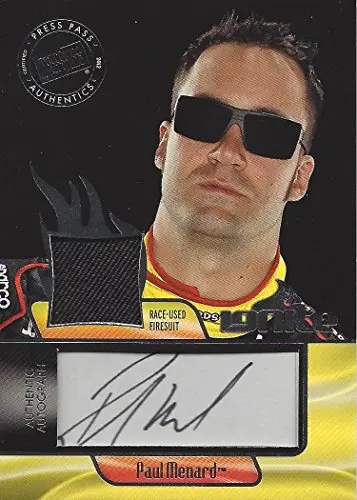 Paul Menard 2012 Press Pass Racing Ignite Autograph (Race-Used Firesuit) Relic Memorabilia Insert Signed Nascar Trading Card 1