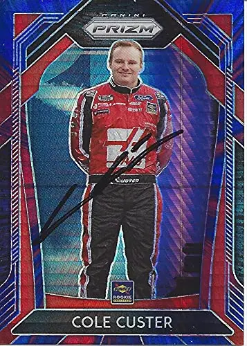 Autographed Cole Custer 2020 Panini Prizm Racing Rare Blue Prizm (#41 Stewart-Haas Team) Nascar Cup Series Rookie Insert Signed Collectible Trading Card With Coa 1