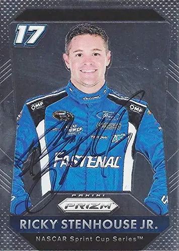 Autographed Ricky Stenhouse Jr. 2016 Panini Prizm Racing (#17 Fastenal Team) Roush Fenway Ford Chrome Signed Nascar Collectible Trading Card With Coa 1