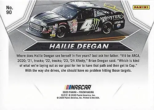 Autographed Hailie Deegan 2020 Panini Prizm Racing Powertrain (#4 Monster Driver) Arca Series Signed Collectible Nascar Trading Card With Coa 2