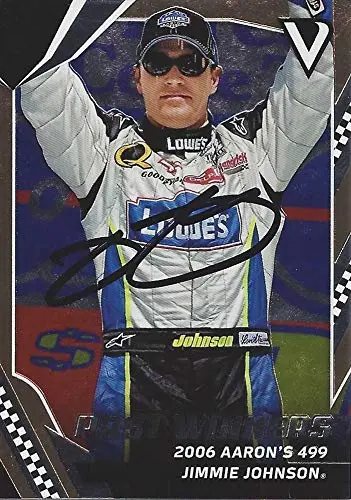 Autographed Jimmie Johnson 2018 Panini Victory Lane Racing Past Winners (2006 Aarons 499) Hendrick Motorsports Insert Signed Nascar Collectible Trading Card With Coa 1