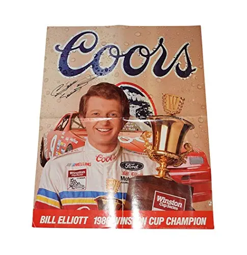 Autographed 1988 Bill Elliott #9 Coors Melling Winston Cup Series Champion (Ford Thunderbird) Rare Signed 16X20 Inch Vintage Nascar Poster With Coa 1
