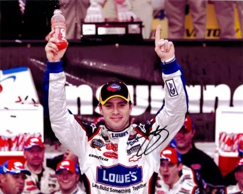 Autographed 2009 Jimmie Johnson #48 Lowe's Racing Team Dover Win (Victory Lane Celebration) Signed Nascar 8X10 Glossy Photo With Coa 1