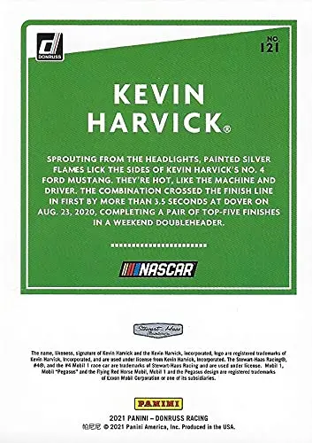 Autographed Kevin Harvick 2021 Panini Donruss (#4 Jimmy Johns Car) Stewart-Haas Racing Nascar Cup Series Signed Collectible Trading Card With Coa 2